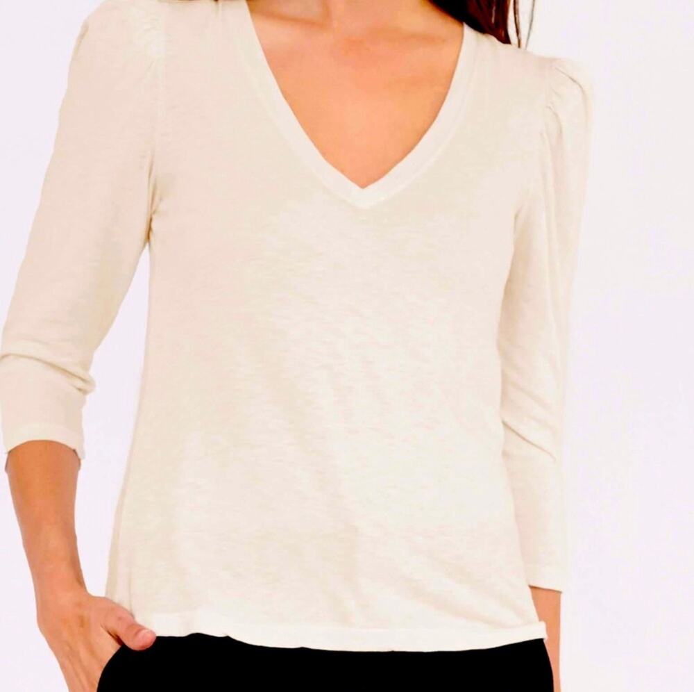 People of Leisure Medium Ivory Puff 3/4 Sleeve Shirt